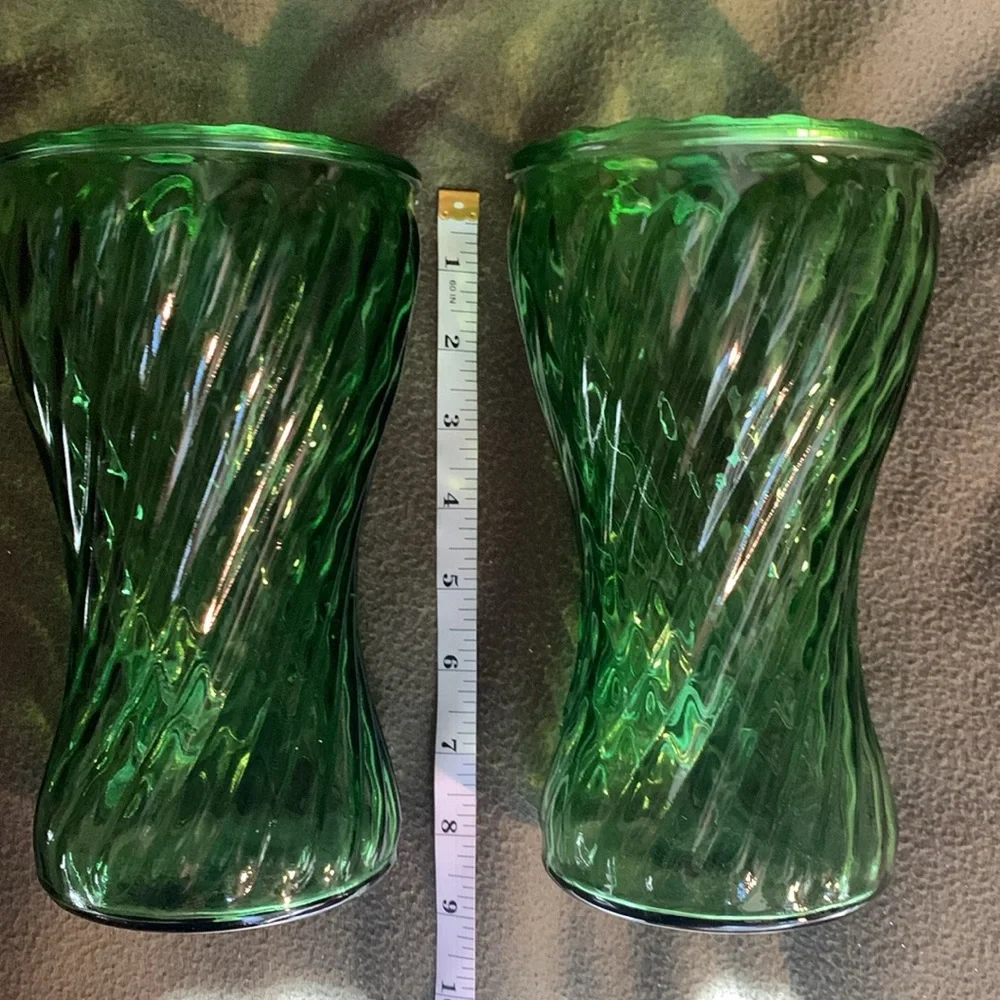 Set of 4 green glass Christmas vases. Various sizes. See pictures - Picture 2 of 10